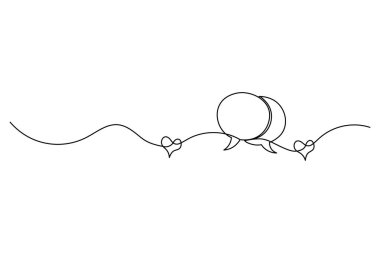 Speech bubble continuous one line drawing of isolated outline vector icon