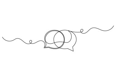Speech bubble continuous one line drawing of isolated outline vector icon