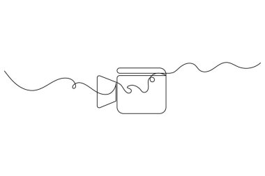  Video camera Continuous one line drawing of outline vector illustration.