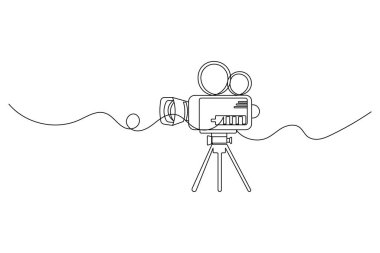  Video camera Continuous one line drawing of outline vector illustration.