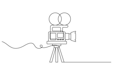  Video camera Continuous one line drawing of outline vector illustration.