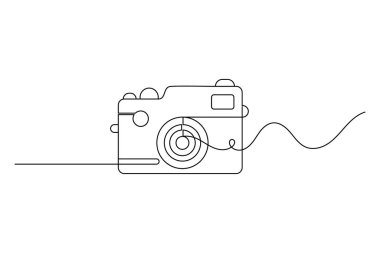  Video camera Continuous one line drawing of outline vector illustration.