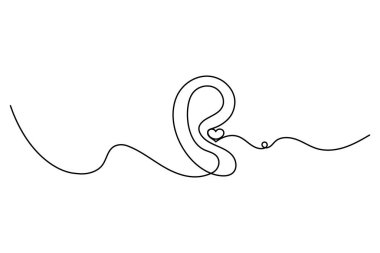 İnsan kulağı, ana hatlı vektör çiziminin sürekli bir çizimi