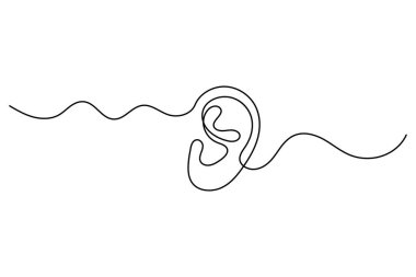 İnsan kulağı, ana hatlı vektör çiziminin sürekli bir çizimi