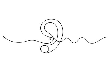 İnsan kulağı, basit asgari ana hatlı vektör illüstrasyonunun sürekli tek satır sanatı