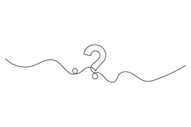 İzole edilmiş basit vektör illüstrasyonunun soru işareti sürekli bir çizgi çizimi