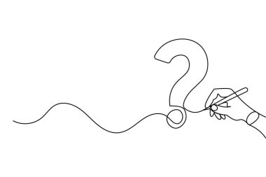 Soru işareti basit ana hatlı çizim çizimi aralıksız bir çizgi