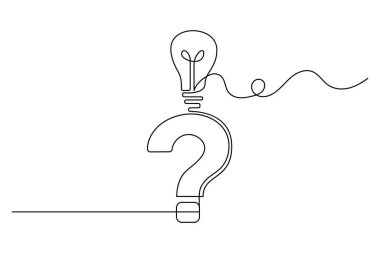 Soru işareti basit ana hatlı çizim çizimi aralıksız bir çizgi