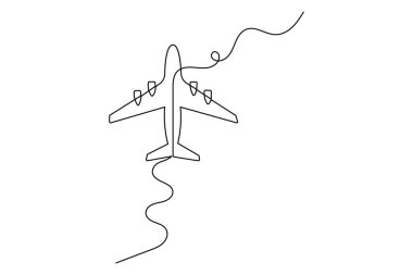 Beyaz arkaplan vektör uçuş konsepti üzerinde bir çizgi sanatı