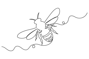 Minimalist, sürekli uçan bir arı böceğinin çizimi.