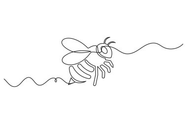 Uçan bal arısının çizimi. Devamlı bir çizgi tarzında.