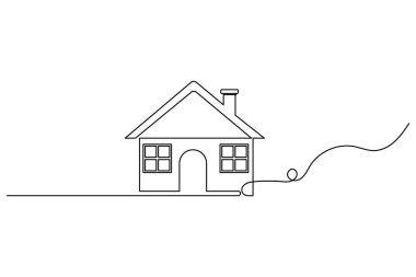 Gayrimenkul konseptinin minimalist tek satır sanat çizimi