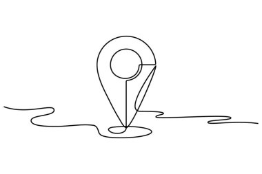 Beyaz arkaplanda bir navigasyon GPS simgesinin tek satır çizimi