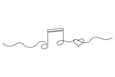 Müzik notaları minimalist stil çizen kesintisiz tek satır halinde tasvir edilen çizimleri izole eder