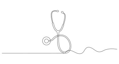 Stetoskop doğrusal minimalist izole edilmiş dış hat kavramı çiziyor