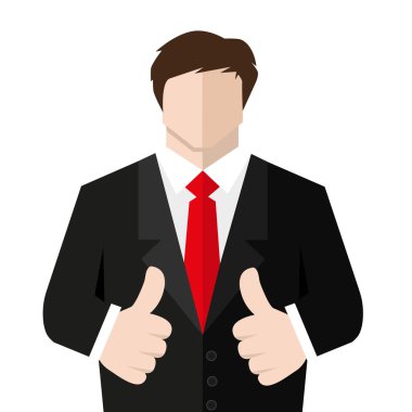 Takım elbiseli adam başparmak bir kayıt gösterir.