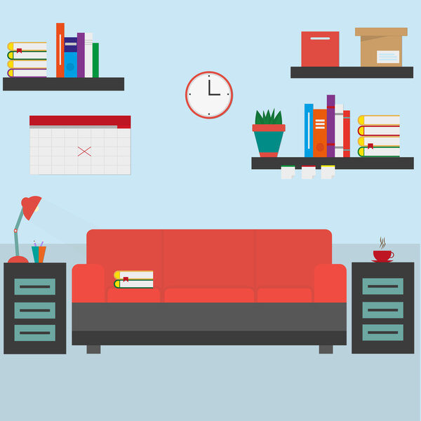 Home workplace flat vector design.