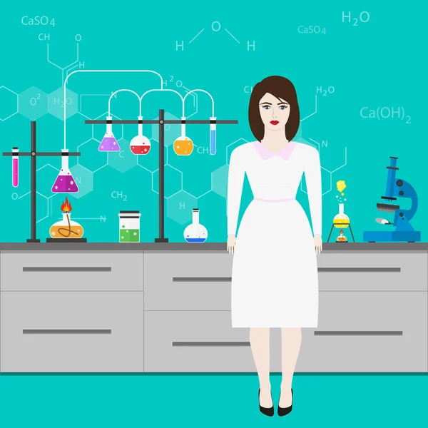 Chemists scientists equipment. Laboratory assistant. — Stock Vector