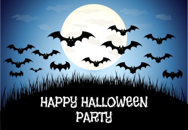 Mutlu Cadılar Bayramı poster üzerinde mavi arka plan korkunç