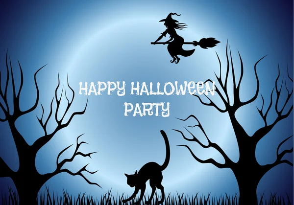 Glücklich Halloween Haus beängstigend auf blauem Hintergrund — Stockvektor