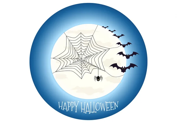 Fröhliche Halloween-Ikone beängstigend auf blauem Hintergrund — Stockvektor