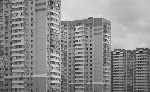 Panel Edificio Apartamentos Gran Altura Exterior Rusia Blanco Negro — Foto de Stock