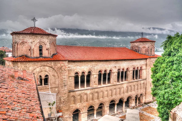 Vista exterior a la iglesia de Santa Sofía ortodox, Ohrid, Macedonia del Norte —  Fotos de Stock