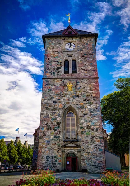 Вид Фасад Var Frue Kirke Aka Лютеранская Церковь Богоматери Тронхейм — стоковое фото