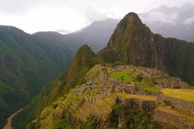 Panoramik poligonal Cuzco, Peru Machu Picchu arkeolojik sitesine