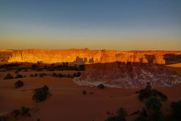 Salida Del Sol Formación Arenisca Desierto Del Sahara Cerca Del — Foto de Stock
