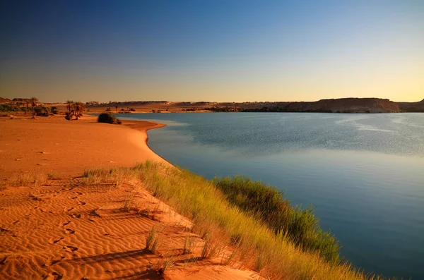 Atardecer Vista Panorámica Grupo Lagos Del Lago Yoa Ounianga Kebir —  Fotos de Stock