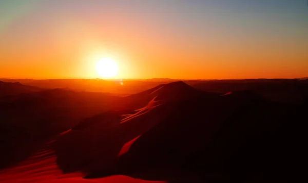 Východ Slunce Pohled Cín Merzouga Duna Najjer Národním Parku Alžírsko — Stock fotografie