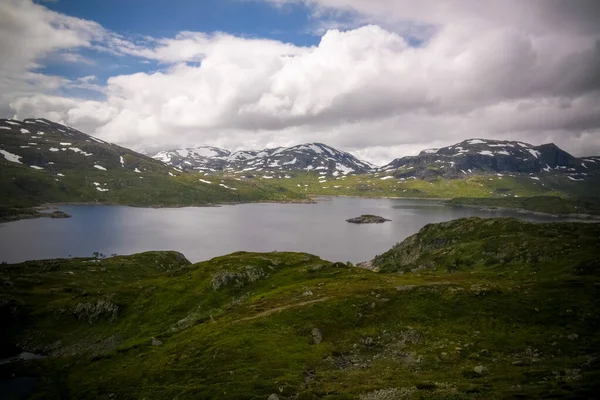 Vista Panoramica Sull Altopiano Hardangervidda Sul Lago Kjelavatn Norvegia — Foto Stock