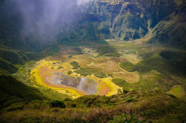 Pemandangan Udara Caldeira Faial Pulau Faial Azores Portugal Stok Lukisan  