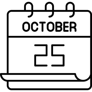 25 Ekim takvim simgesi, vektör illüstrasyonu