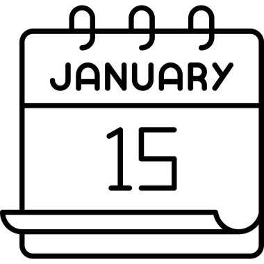 15 Ocak takvim simgesi tasarımı. Buluşma zamanı. Olay çizelgesi. Düz vektör illüstrasyonu.