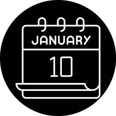 10 Ocak takvim simgesi tasarımı. Buluşma zamanı. Olay çizelgesi. Düz vektör illüstrasyonu.