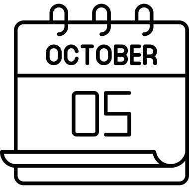 05 Ekim takvim simgesi, vektör illüstrasyonu