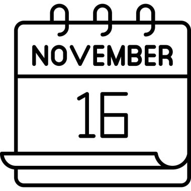 16 Kasım takvim simgesi tasarımı. Buluşma zamanı. Olay çizelgesi. Düz vektör illüstrasyonu.