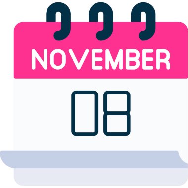 8 Kasım takvim simgesi tasarımı. Buluşma zamanı. Olay çizelgesi. Düz vektör illüstrasyonu.