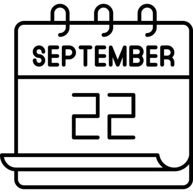 22 Eylül. Takvim simgesinin vektör illüstrasyonu