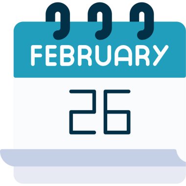 26 Şubat takvim simgesi tasarımı, vektör illüstrasyonu