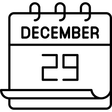 29 Aralık takvim simgesi tasarımı. Buluşma zamanı. Olay çizelgesi. Düz vektör illüstrasyonu.