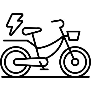 Yol kenarına park etmiş, üzerinde yıldırım işareti olan elektrikli bisiklet.