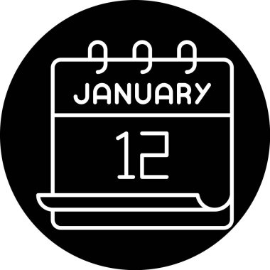 January 12 calendar icon design. Meeting appointment time. Event schedule date. Flat vector illustration.