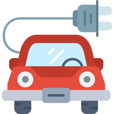 Tepede fiş olan kırmızı elektrikli araba.