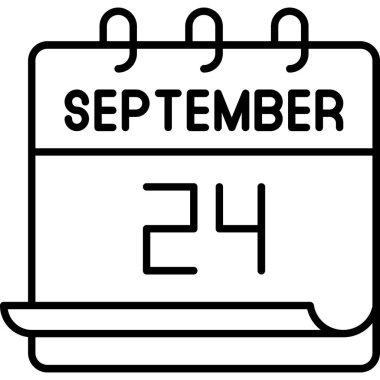 24 Eylül. Takvim simgesinin vektör illüstrasyonu