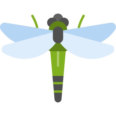 Damselfly böceği düz simgesi, vektör, illüstrasyon