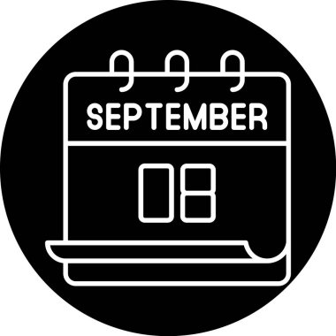 08 Eylül. Takvim simgesinin vektör illüstrasyonu