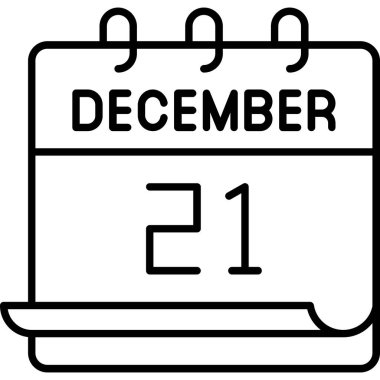 21 Aralık takvim simgesi tasarımı. Buluşma zamanı. Olay çizelgesi. Düz vektör illüstrasyonu.